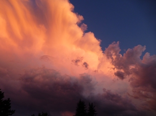 Vorbeiziehende Gewitterwolke (CB) in der Abendsonne